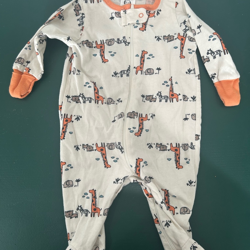 Gerber Cream and Orange Animal Print Footie